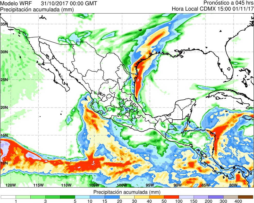 Figura 6. Área cubierta por el dominio 1 del modelo WRF. Figura 6. Área cubierta por el dominio 1 del modelo WRF.