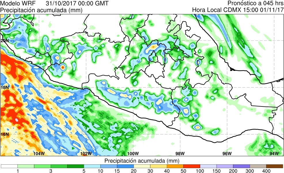 Figura 7. Área cubierta por el dominio 2 del modelo WRF. Figura 7. Área cubierta por el dominio 2 del modelo WRF.